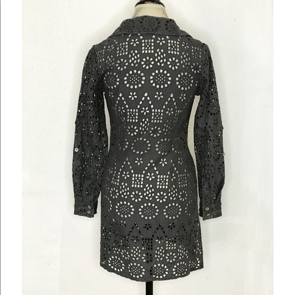 🌸 Anthropologie Gray Buttoned Down Dress By Spiegel Size 6 - Picture 6 of 11